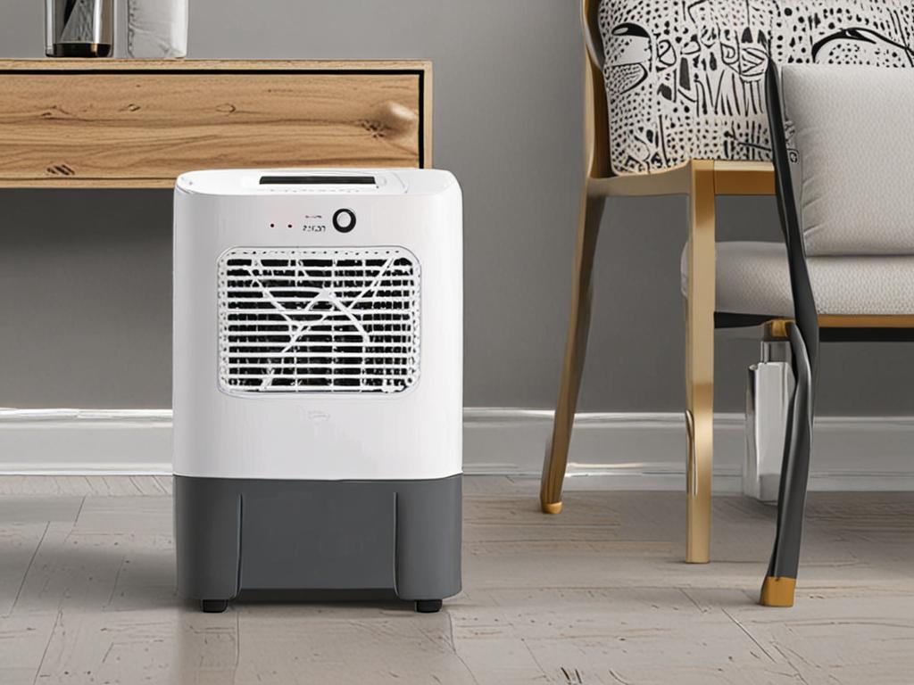 A compact white dehumidifier